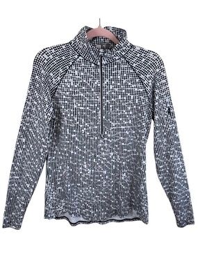 Under Armour Black‎ White 1/2 Zip Mock Neck Stretchy Athletic Pullover Size M